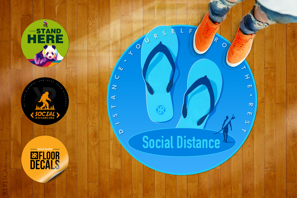 Custom Floor Decals in San Diego Social Distancing Floor Signs